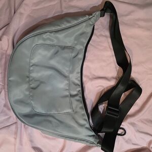 Gray Crossbody Bag with Black Strap